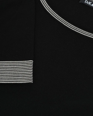 Black knitted top with trim on neckline and sleeves | Gift Guides - 5