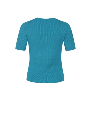 Ажурен топ в петролно синьо | Пуловери - 4