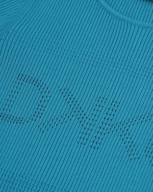 Ажурен топ в петролно синьо | Пуловери - 5