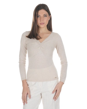 ეკრუს ნაქსოვი ზედა V-დეკოლტეთი, ნაჭრებით და ლურექსის ძაფების ბზინვარებით. | სვიტრები | Dika.ge - 1 ეკრუს ნაქსოვი ზედა V-დეკოლტეთი, ნაჭრებით და ლურექსის ძაფების ბზინვარებით. | სვიტრები - 1