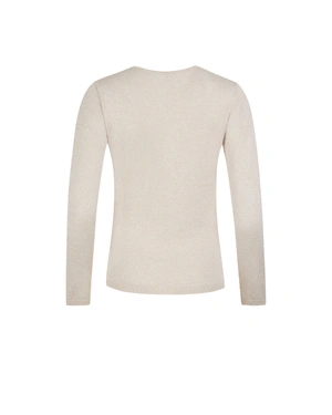 ეკრუს ნაქსოვი ზედა V-დეკოლტეთი, ნაჭრებით და ლურექსის ძაფების ბზინვარებით. | სვიტრები | Dika.ge - 5 ეკრუს ნაქსოვი ზედა V-დეკოლტეთი, ნაჭრებით და ლურექსის ძაფების ბზინვარებით. | სვიტრები - 5