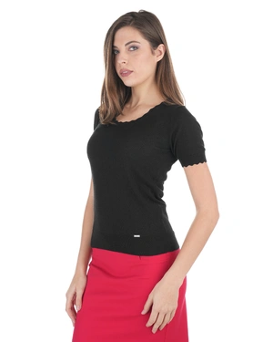 Fine knit top in viscose and cotton in black | NEW - 3