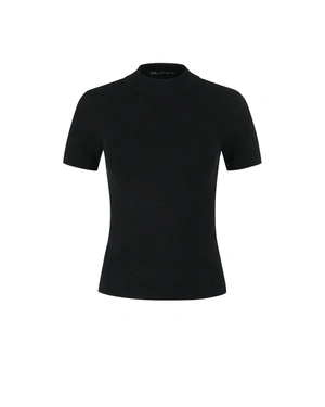 Black fine sweater with short sleeves, crew neckline and regular fit | Pullovers | Dika.ge Black fine sweater with short sleeves, crew neckline and regular fit | Pullovers