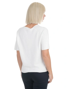 Класически бял трикотажен памучен топ с къс ръкав | Колекция 100% Памук и Лен | Dika.bg - 3 Класически бял трикотажен памучен топ с къс ръкав | Колекция 100% Памук и Лен - 3