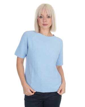 Lightweight light blue cotton short-sleeve sweater | Sweathers - 2