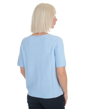 Lightweight light blue cotton short-sleeve sweater | Sweathers - 3