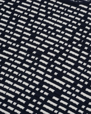 Spring knit short-sleeve top in dark blue and beige | Casual - 6