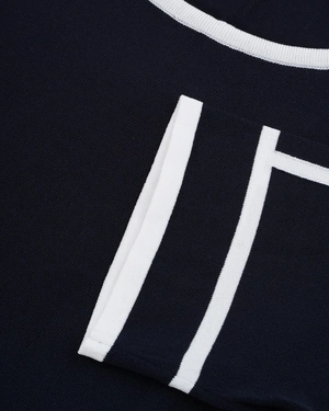 Navy blue knitted blouse with contrasting details | NEW | Dikastore.ro - 6 Navy blue knitted blouse with contrasting details | NEW - 6