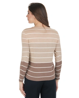 Striped knitted women's sweater in beige tones | Sweather | Dika.rs - 2 Striped knitted women's sweater in beige tones | Sweather - 2