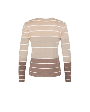 Striped knitted women's sweater in beige tones | Sweather | Dika.rs - 3 Striped knitted women's sweater in beige tones | Sweather - 3