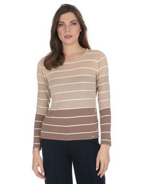Striped knitted women's sweater in beige tones | Sweather | Dika.rs - 5 Striped knitted women's sweater in beige tones | Sweather - 5