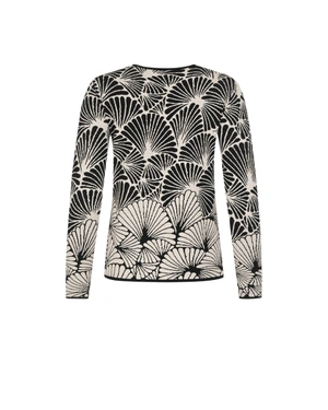 Black knitted women's top with a beige stylized print | Sweather | Dika.rs - 4 Black knitted women's top with a beige stylized print | Sweather - 4