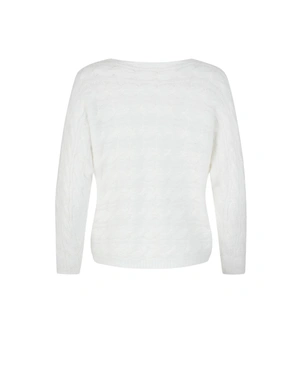 Women's fine knitted sweater with a metallic effect in white | Pulls - 4