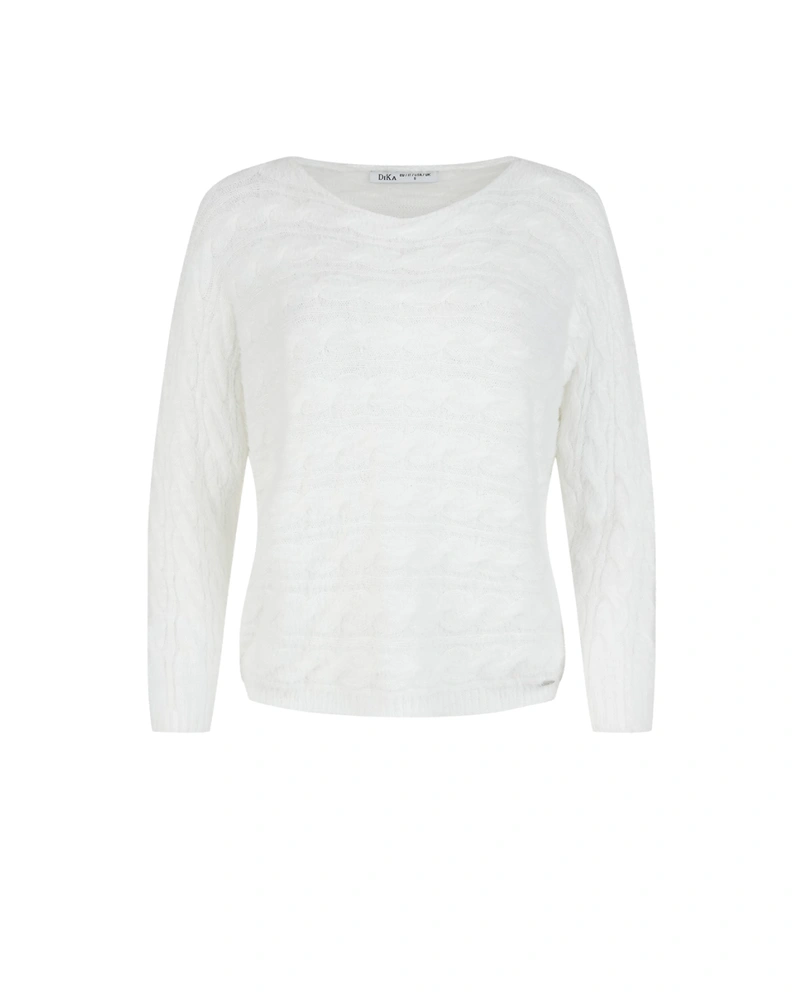 Women's fine knitted sweater with a metallic effect in white | Pulls | Dika.bg Women's fine knitted sweater with a metallic effect in white | Pulls