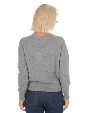 Grey seamless wool sweater with a V-neck | Pullovers | Dika.ge - 3 Grey seamless wool sweater with a V-neck | Pullovers - 3