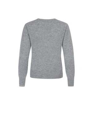 Grey seamless wool sweater with a V-neck | Pullovers | Dika.ge - 4 Grey seamless wool sweater with a V-neck | Pullovers - 4