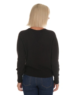 Brown seamless wool sweater with a V-neck | Pullovers - 3