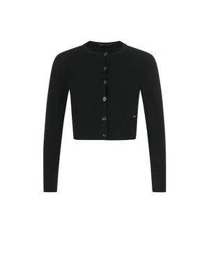 კლასიკური ნაზი შავი კარდიგანი მრგვალი დეკოლტეთი | ახალი