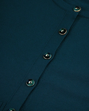 Classic fine dark blue cardigan with round neckline | Knitwear - 2