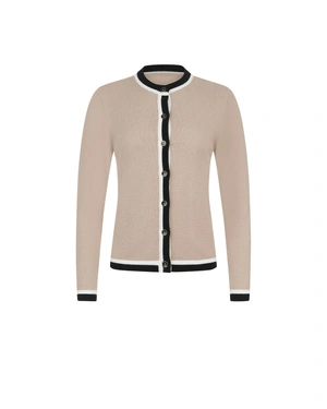 Beige cardigan with contrast trim | Knitwear