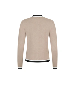 Beige cardigan with contrast trim | Knitwear - 1