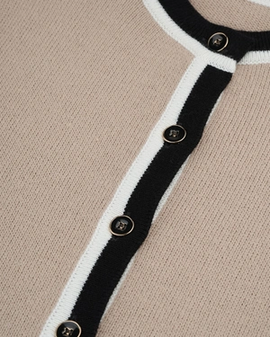Beige cardigan with contrast trim | Knitwear - 2