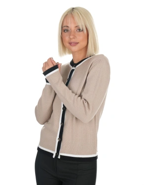 Beige cardigan with contrast trim | Knitwear - 4