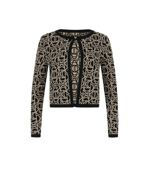 Black-beige bolero-style cardigan with stylized logo motif | Cardigans | Dika.ge Black-beige bolero-style cardigan with stylized logo motif | Cardigans