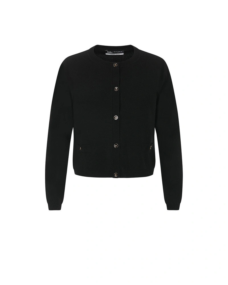Elegant black vest with gold buttons and cashmere content | NEW