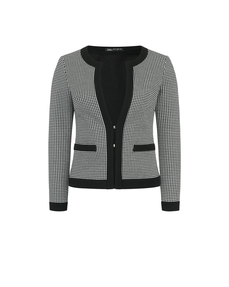 Fine houndstooth cardigan with zipper | Knitwear