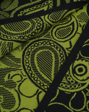 მოტკეცილი ჯაკარდის მოკლე კარდიგანი შავ და მწვანე ფერში | ნაქსოვები - 2