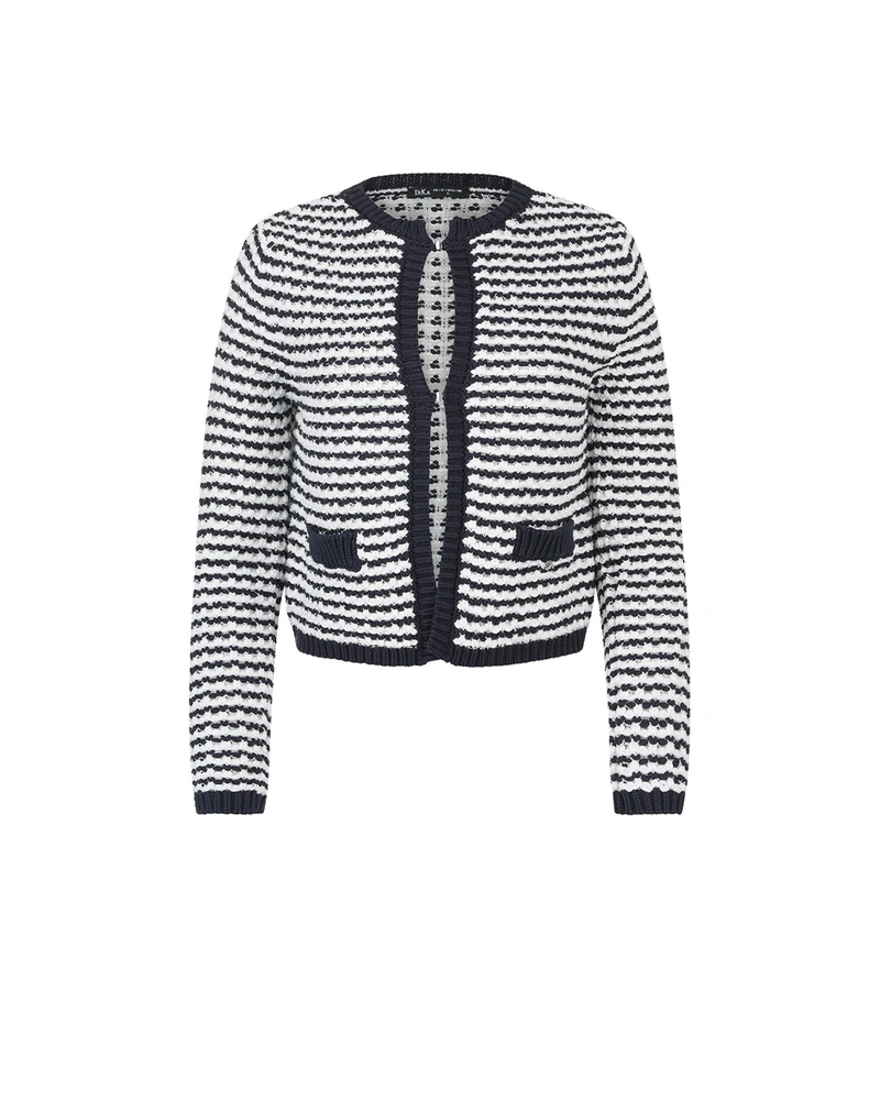 Pleteni kardigan u tamnoplavoj i beloj boji | Kardigani