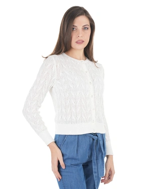 Openwork white vest with round neckline | Casual - 1