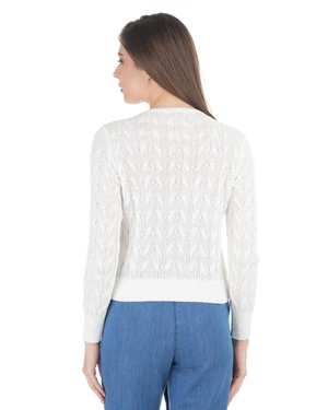 Openwork white vest with round neckline | Casual - 3