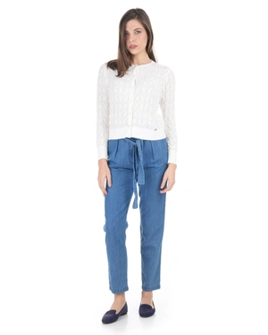 Openwork white vest with round neckline | Casual - 4