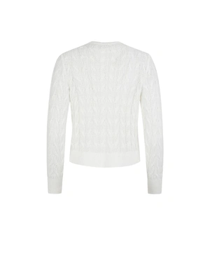 Openwork white vest with round neckline | Casual - 5