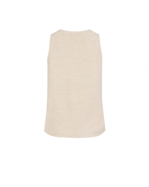 Sleeveless knit cardigan with buttons in ecru | Casual | Dika.ge - 3 Sleeveless knit cardigan with buttons in ecru | Casual - 3