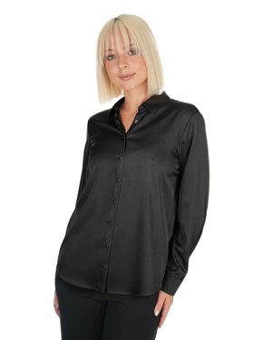 შავი ატლასის ქალის პერანგი კლასიკური ჭრილით. | საჩუქრების გზამკვლევი - 3