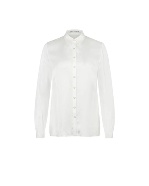 White satin shirt with long sleeves | Business | Dika.ge White satin shirt with long sleeves | Business