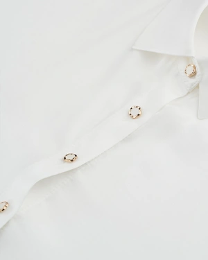 White satin shirt with long sleeves | Business | Dika.ge - 2 White satin shirt with long sleeves | Business - 2