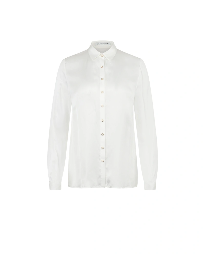White satin shirt with long sleeves | Business