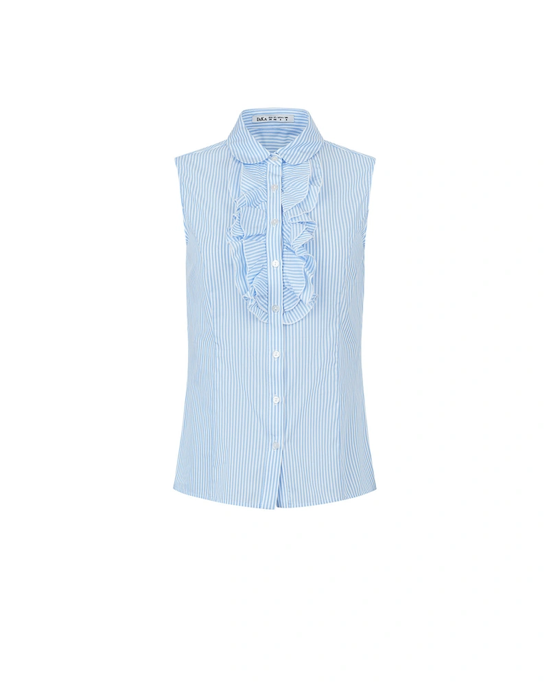 Cămașă de vară din bumbac fără mâneci, cu volan | COLECTIE DE VARĂ