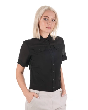 Black cropped shirt with short sleeves | Shirts - 3