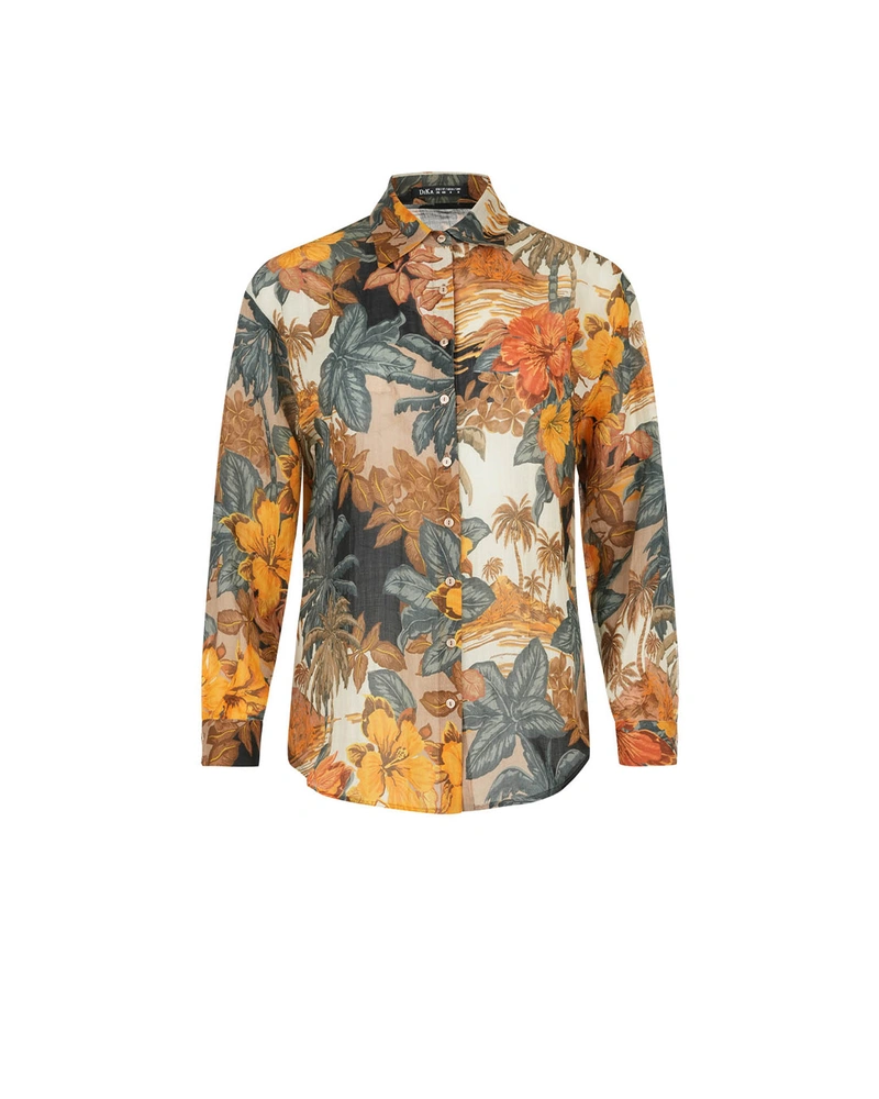 Cămașă cu mâneci lungi, cu flori ramie | COLECTIE DE VARĂ