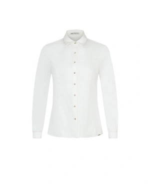 თეთრი პერანგი საყელოსა და მანჟეტების დეტალებით | საქმიანი