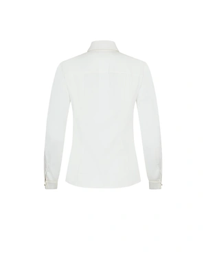 თეთრი პერანგი საყელოსა და მანჟეტების დეტალებით | საქმიანი - 1