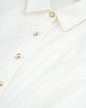 თეთრი პერანგი საყელოსა და მანჟეტების დეტალებით | საქმიანი - 2