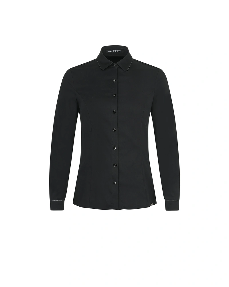 Black shirt with collar and cuff detail | Shirts