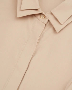 Light beige shirt with double collar, contains cotton | Business - 2