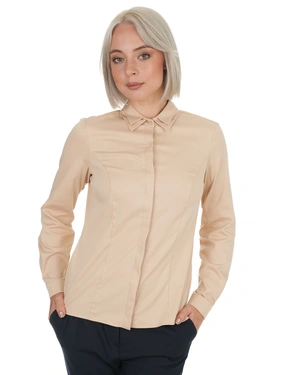 Light beige shirt with double collar, contains cotton | Business - 3